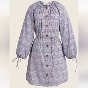 Tie-sleeve button-front organic cotton dress 🪞